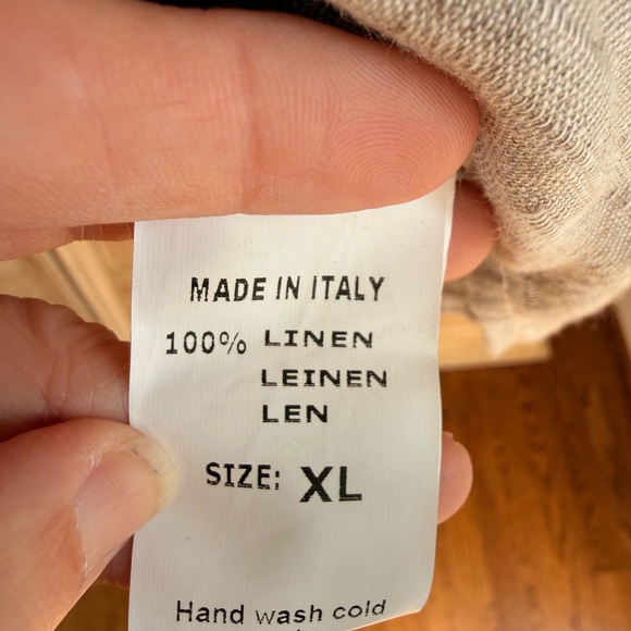 Lina Tomei Linen Dress Made in Italy XL White Tan Resort Wear Travel Coastal - Picture 5 of 8